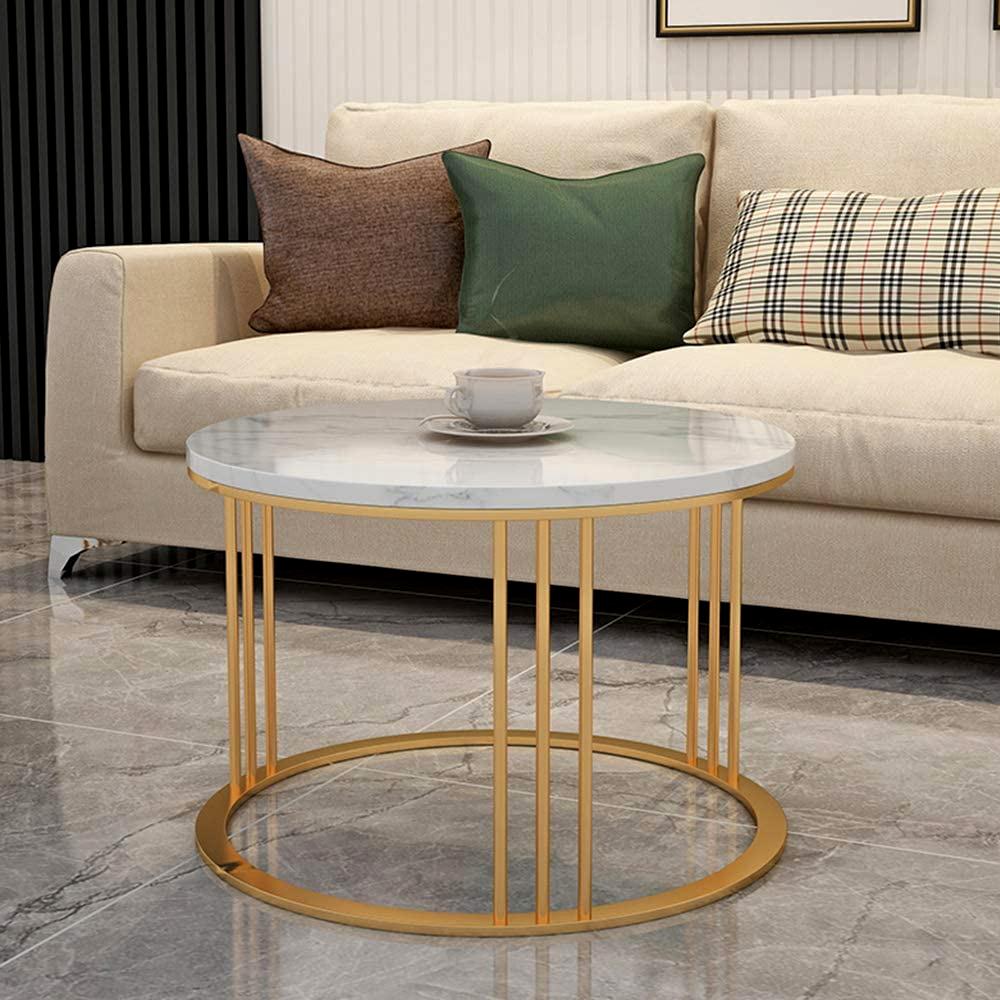 Round Shape Golden Frame White marble Top Designer Nesting Table