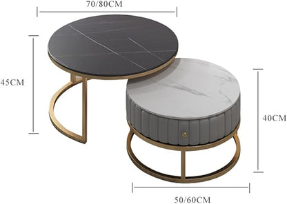 Luxurious Black Top Golden Frame Nesting Tables