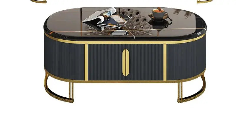 Oval Centre Table With Metal Frame