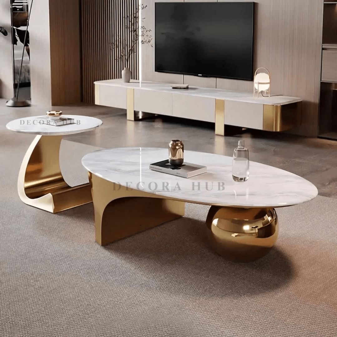 Oval Sculptural & Sphere Base Tables