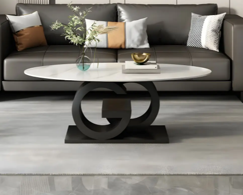 Oval Shape With Marble Top Centre Table