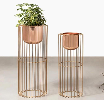 Contemporary Metal Rose Gold Planter