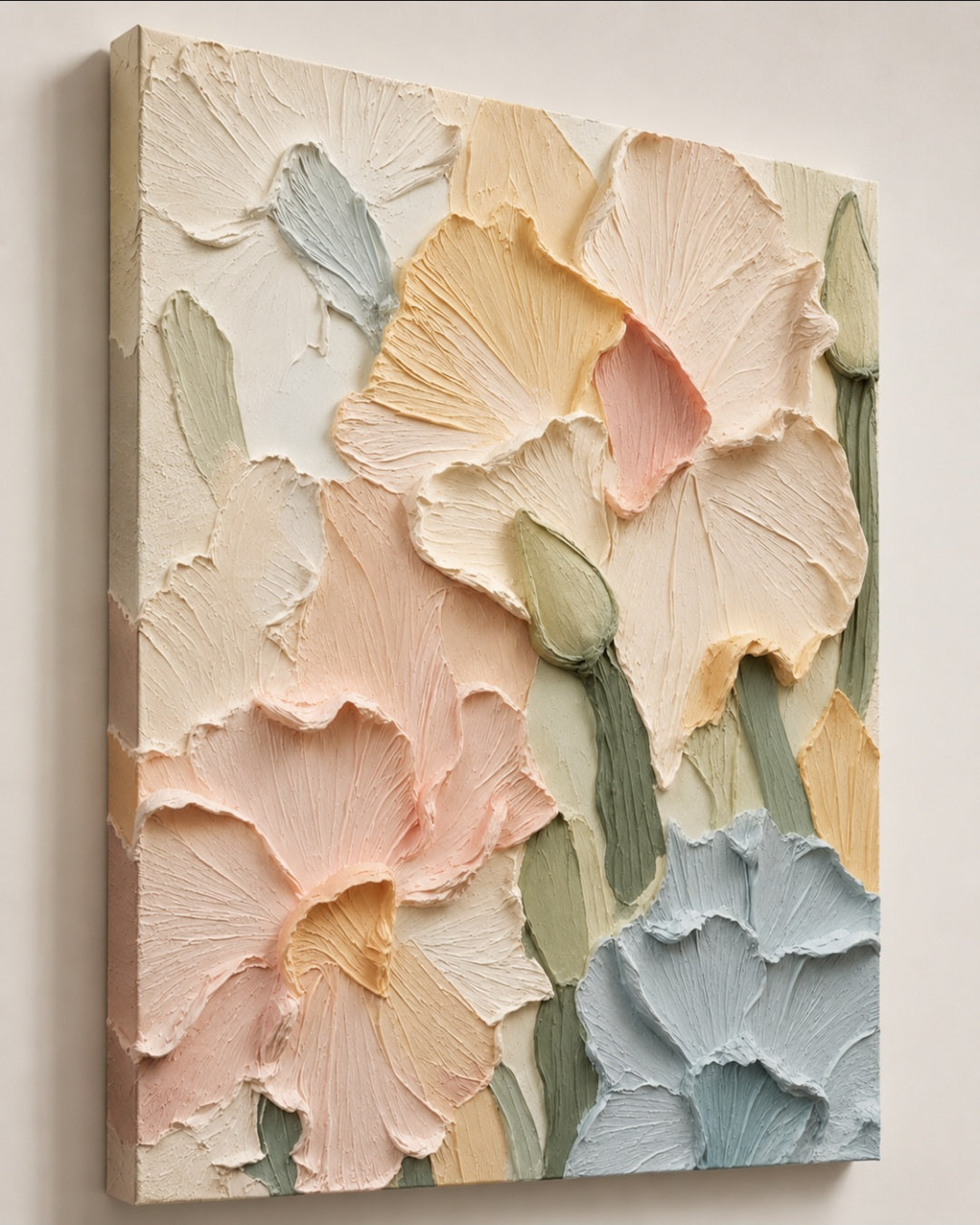 Pastel Bloom Relief Textured Wall Art