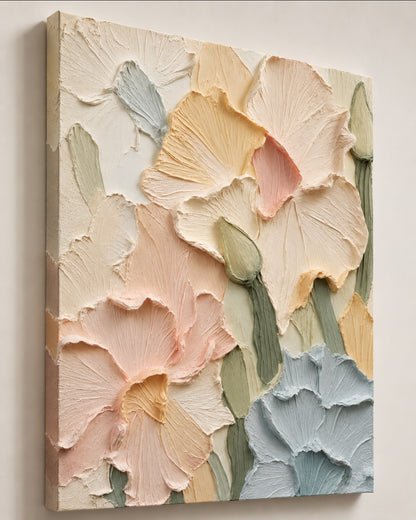 Pastel Bloom Relief Textured Wall Art