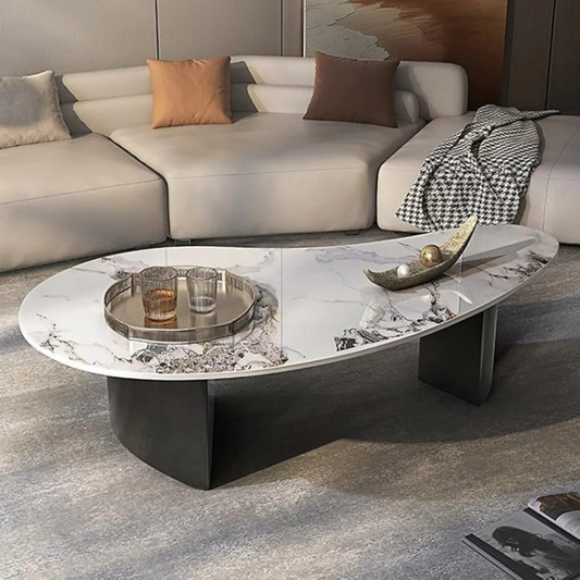 The Pebble Organic Marble Top Coffee Table