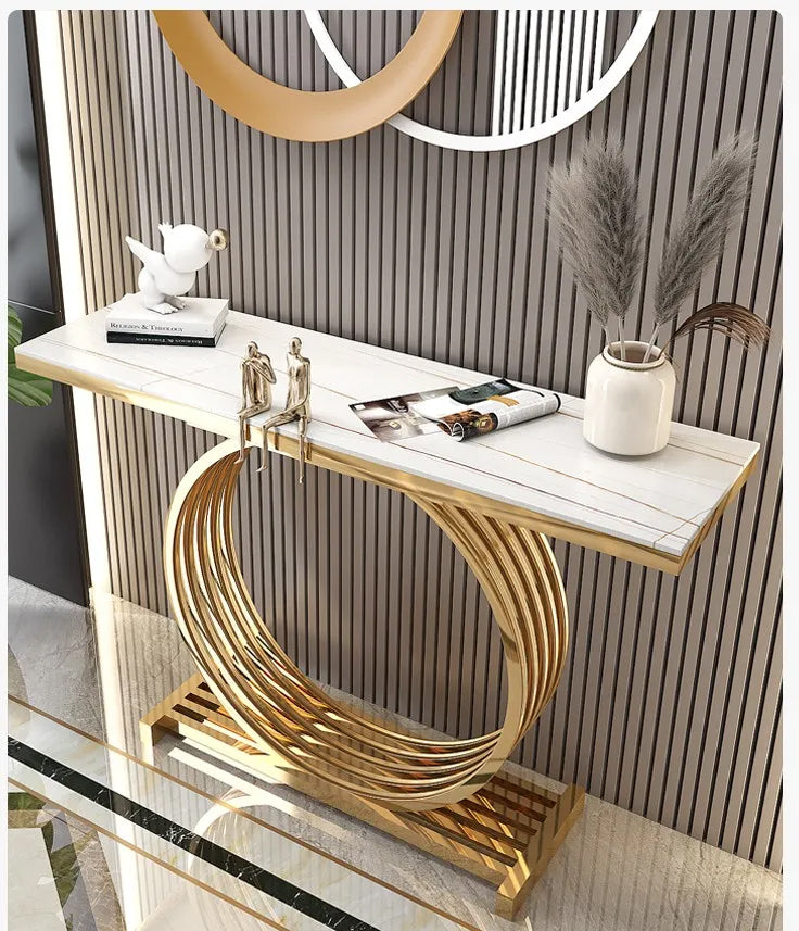 Posh Metal Console table With Marble On Top - image 3