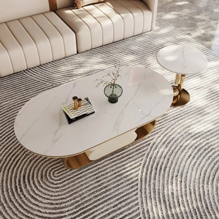 Premium Italian Design Marble Center Table with Sleek Gold PVD Coated Base