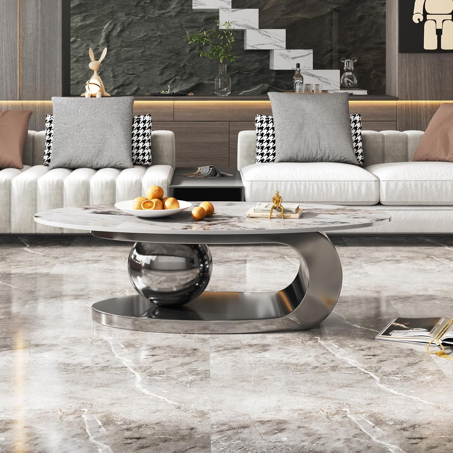 Premium Oval Marble Center Table with
