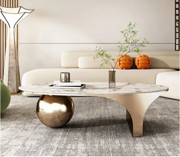 Premium Oval Sintered Stone Center Table