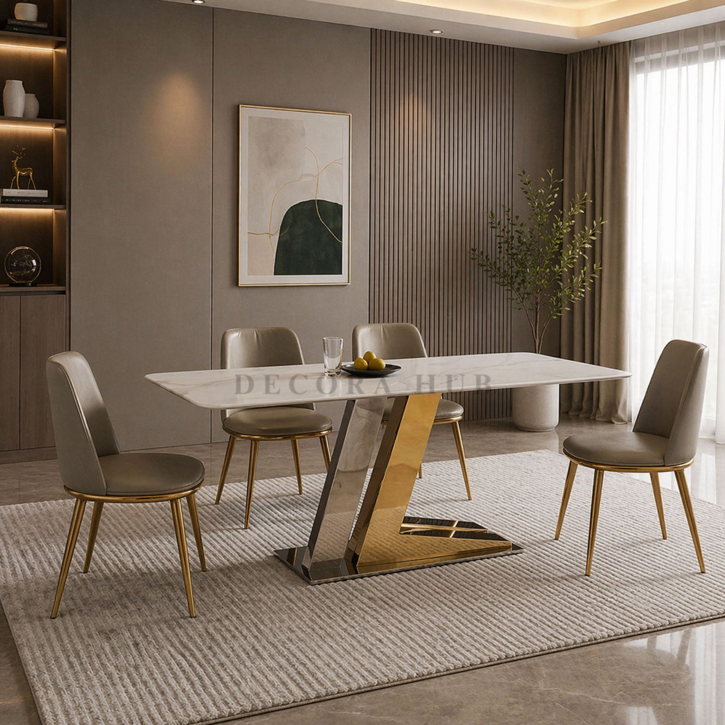 Prism Z Shape Marble Top Dining Table