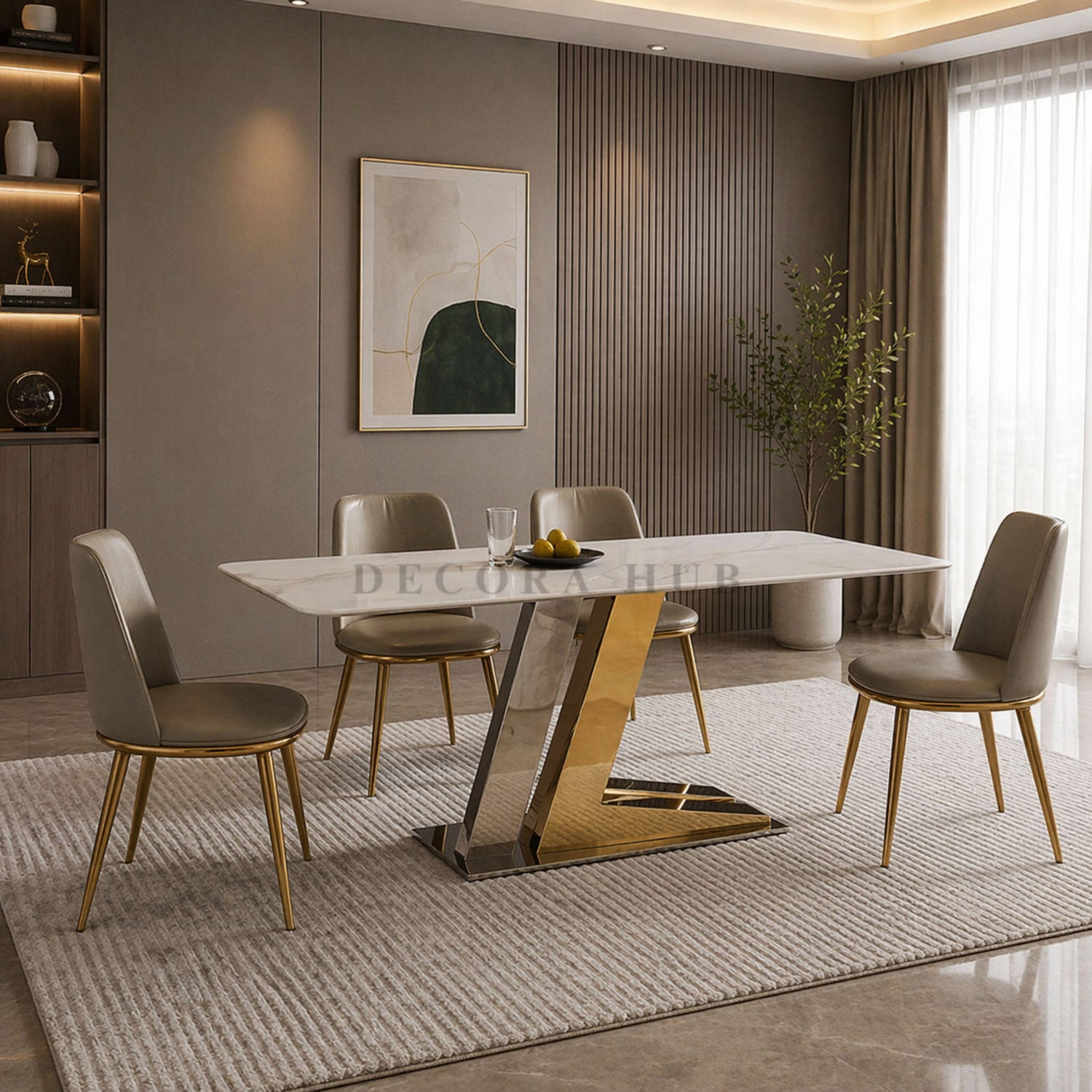 Prism Z Shape Marble Top Dining Table
