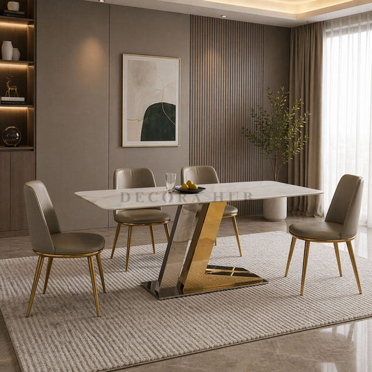 Prism Z Shape Marble Top Dining Table