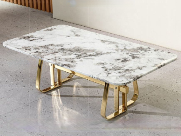Rectangular Centre Table With Glossy Golden Base
