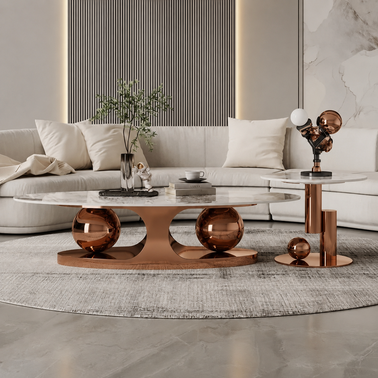 Rose Gold Italian Marble Teapoy