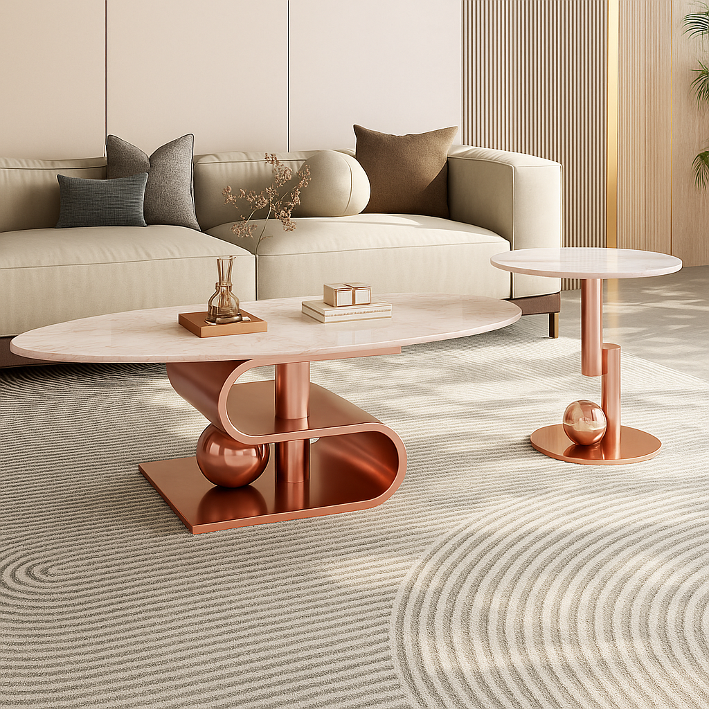 Rose Gold Oval Centre Table