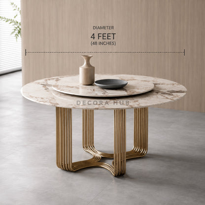 Orlena Marble Top Round Dining Set – another angle