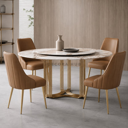Orlena Marble Top Round Dining Set – side view