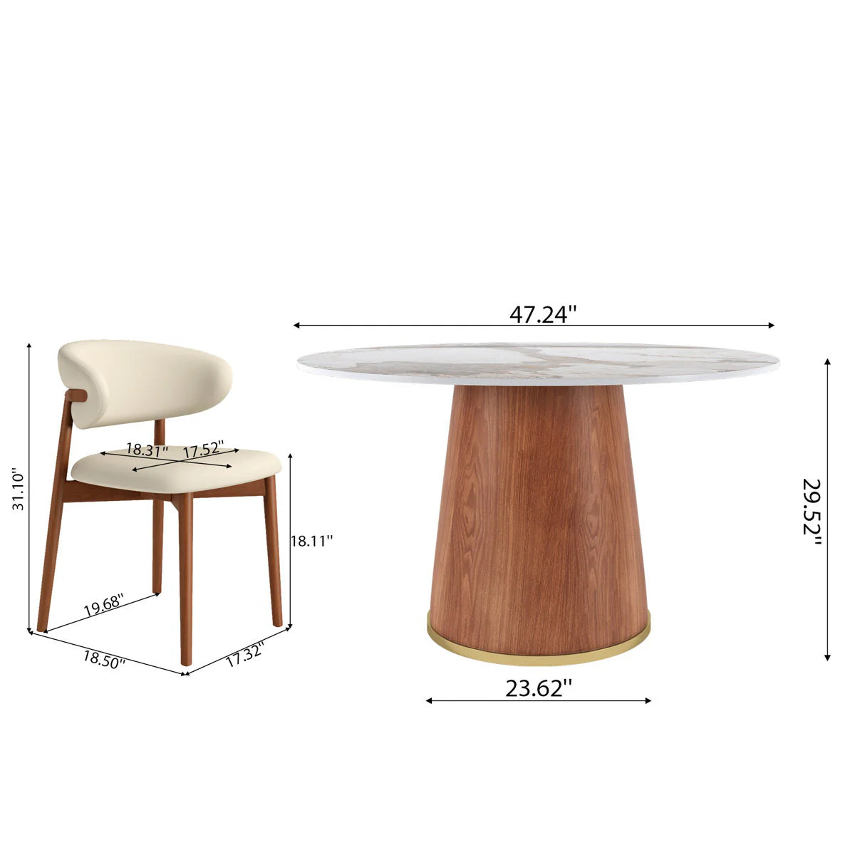 The Orbit Round Wooden Dining Table – side view