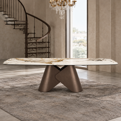 The Rustic Charm Marble Dining Table