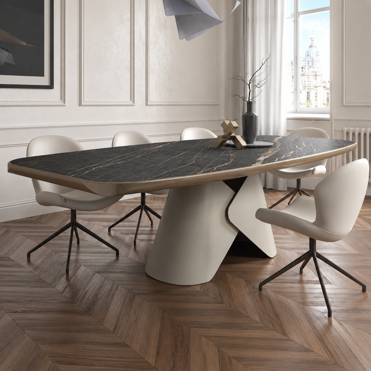 Cadenza 8 Seater Marble Top Dining Table - DecoraHub