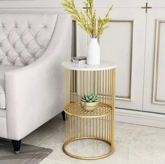 Designer Golden Half Cage Side Table