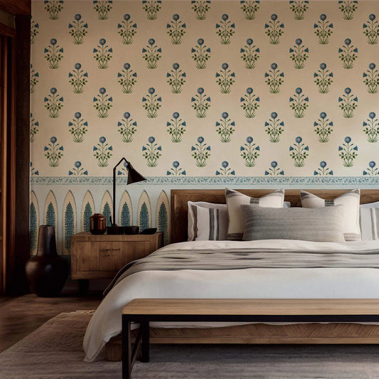 Blue Mugal Pattern Wallpaper