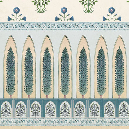 Blue Mugal Pattern Wallpaper