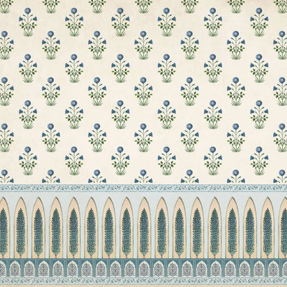 Blue Mugal Pattern Wallpaper