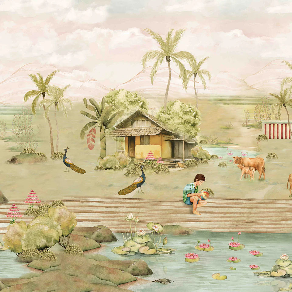 Indian Landscape with Temple Wallpaper