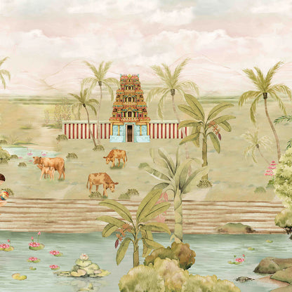 Indian Landscape with Temple Wallpaper