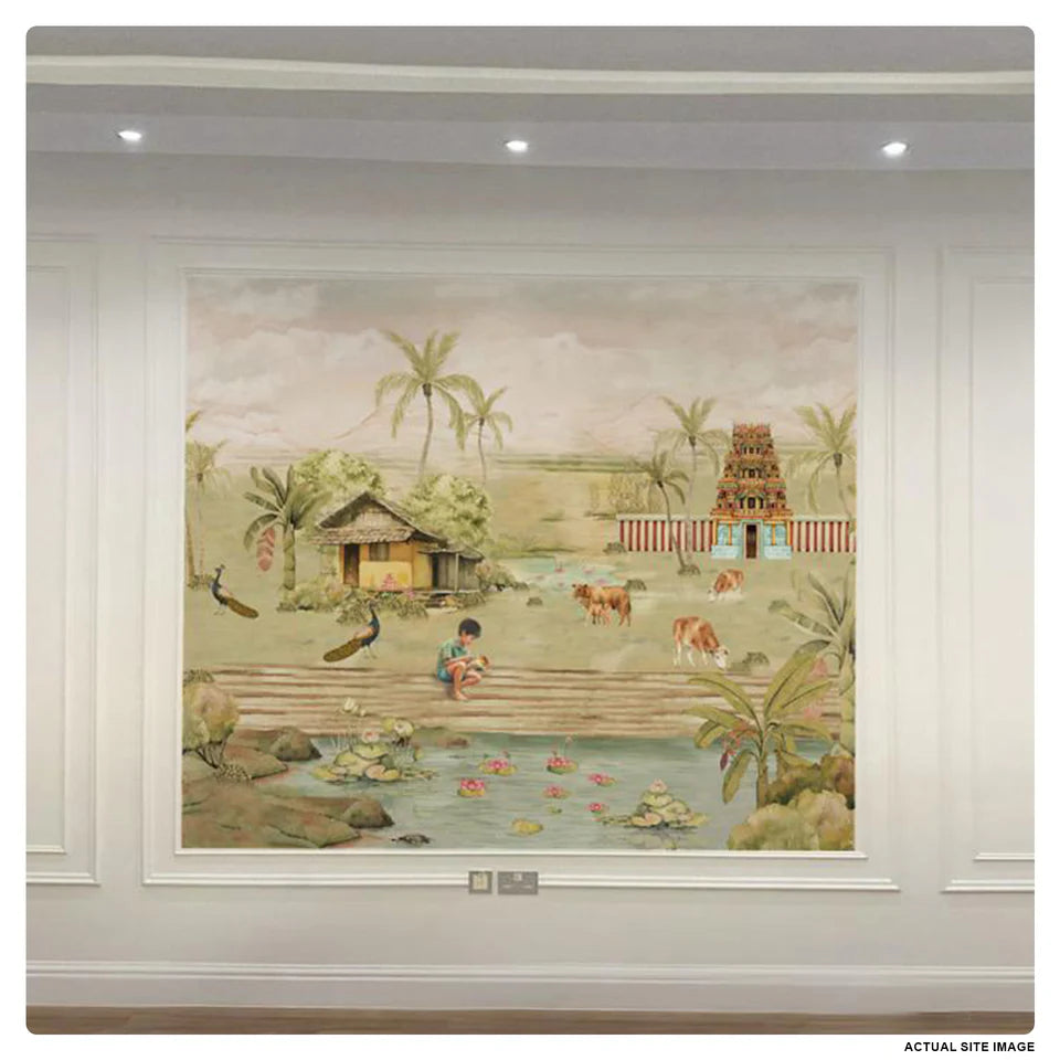 Indian Landscape with Temple Wallpaper