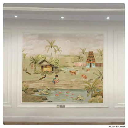 Indian Landscape with Temple Wallpaper