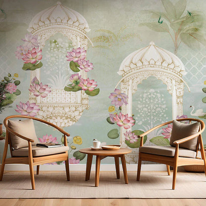Dreamlike Scene With Flowers Wallpaper