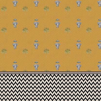 Elephant And Palm Tree Pattern Wallpaper