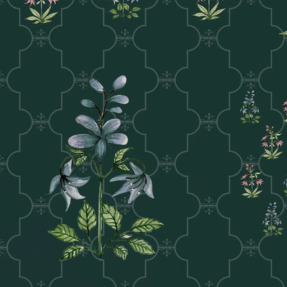 Floral Design With Dark Green Background Wallpaper