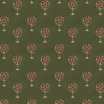 Gold and Red Tree Pattern Wallpaper