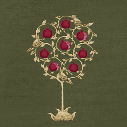 Gold and Red Tree Pattern Wallpaper
