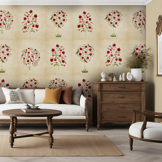 Floral Pomegranate Tree Wallpaper
