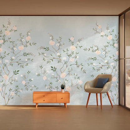Pastel Soft Blue Designer Wallpaper