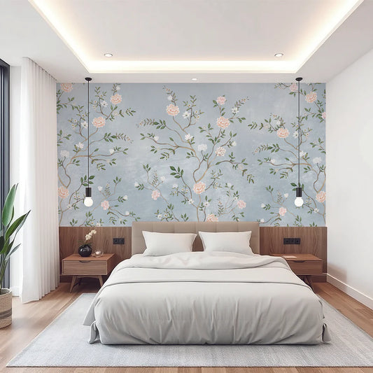 Pastel Soft Blue Designer Wallpaper