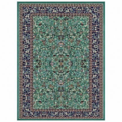 Royal Sapphire Teal & Navy Carpet for Living Room – teal green and navy blue area carpet by DecoraHub (view 2)