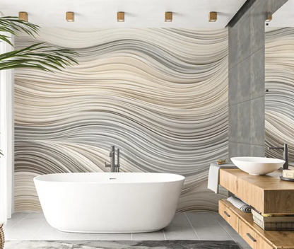 Abstract Wave Line Art Wallpaper