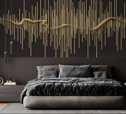 3D illustration gold and stripes patterns wallpaper