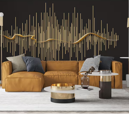 3D illustration gold and stripes patterns wallpaper