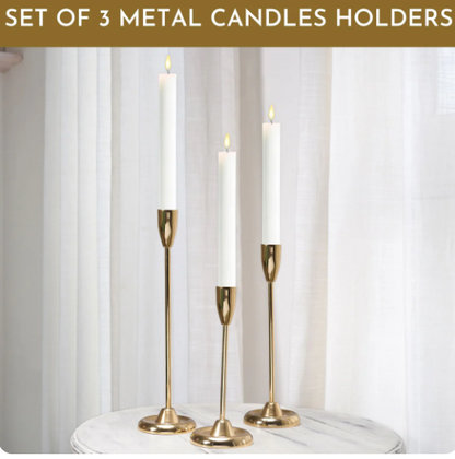 Luxury Metal Taper Candle Holder Set of 3