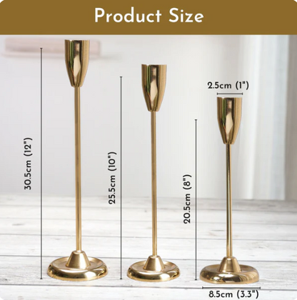 Luxury Metal Taper Candle Holder Set of 3