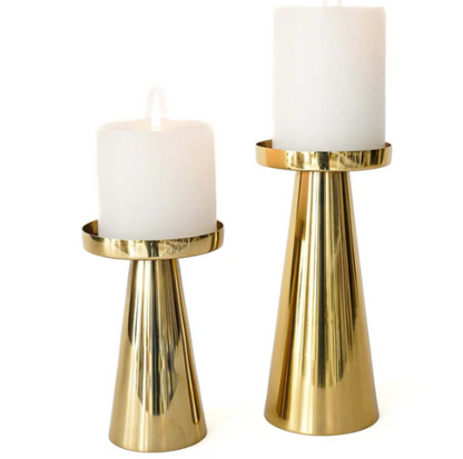 Metal Hammered Candle Holder Set of 2 - Gold