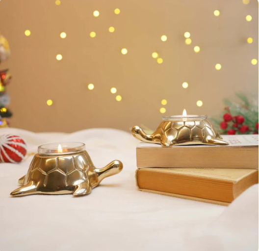 Metal Pair of Turtle in Golden Colour Set of 2