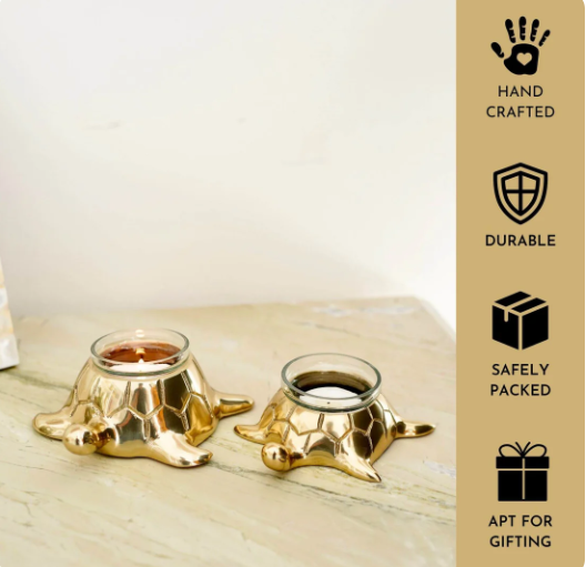 Metal Pair of Turtle in Golden Colour Set of 2
