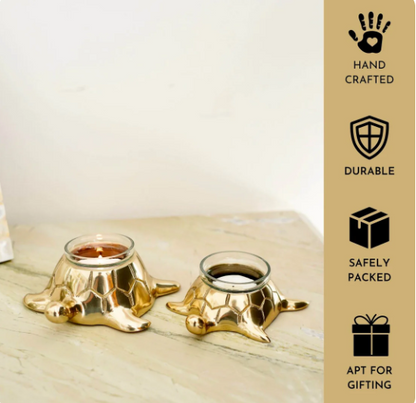 Metal Pair of Turtle in Golden Colour Set of 2